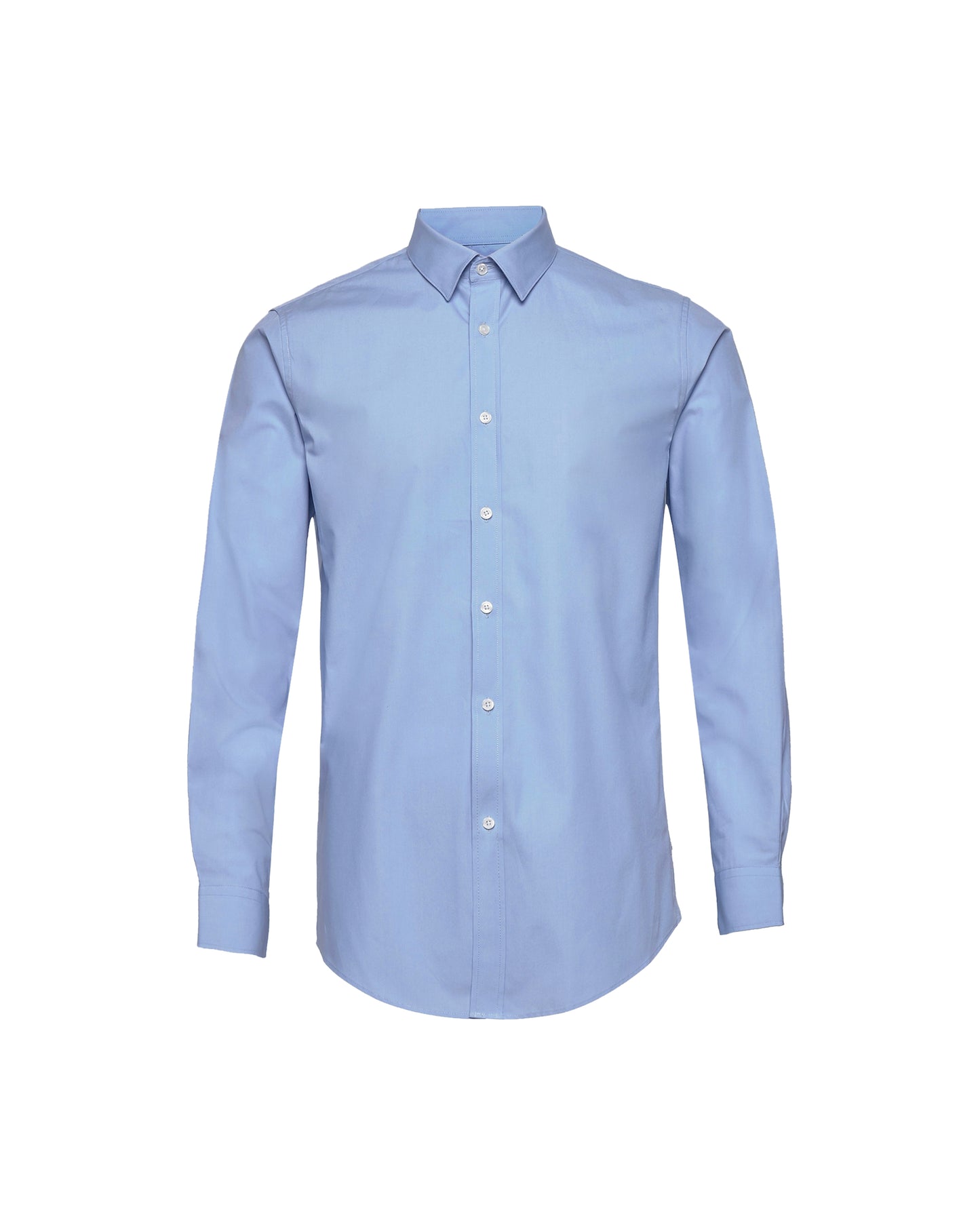 French Blue Twill Natural Stretch Cotton Dress Shirt