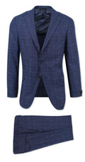Men's dream tweed windowpane navy suit made of 100% wool - Shop stylish high-quality mens suit by Ike Behar
