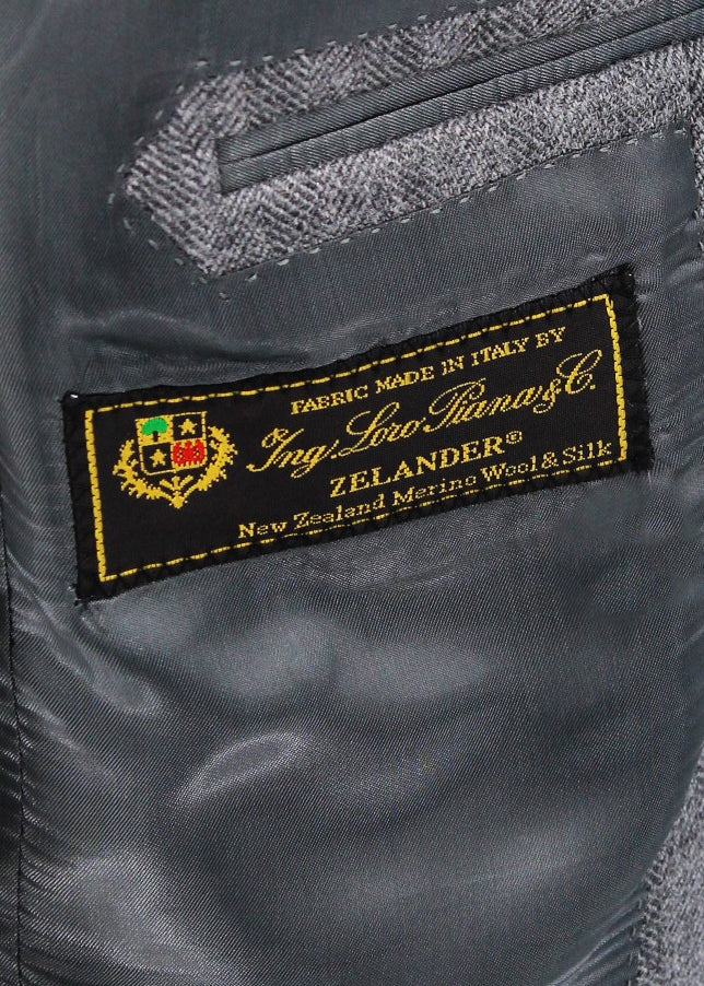 Men's grey herringbone sport coat jacket made of merino silk blend - Shop stylish high-quality mens sport coats by Ike Behar