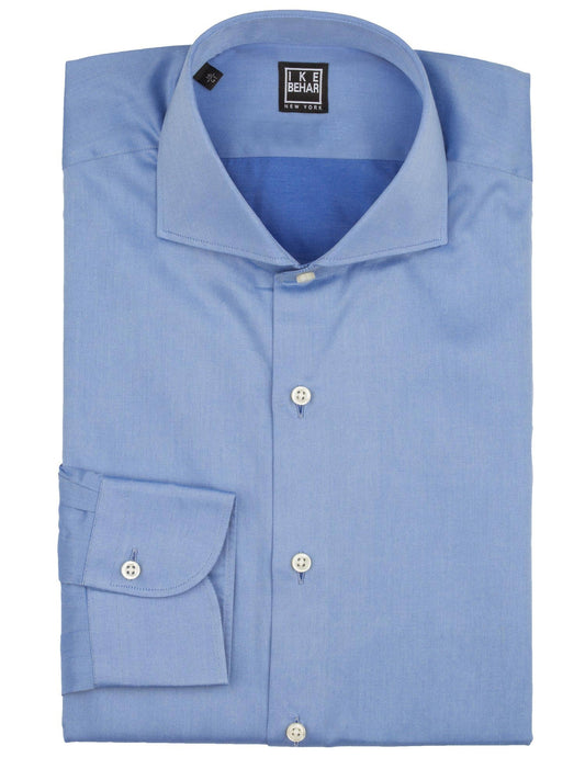 Spread Collar Blue Italian Twill Dress Shirt