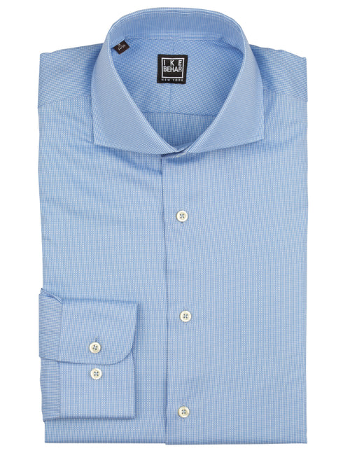 blue white dress shirt David Donahue Men's Trim Fit Fine Line Twill Stripe - - Size 16.5 36/37 with thoughtfully High Spread Collar Royal Blue