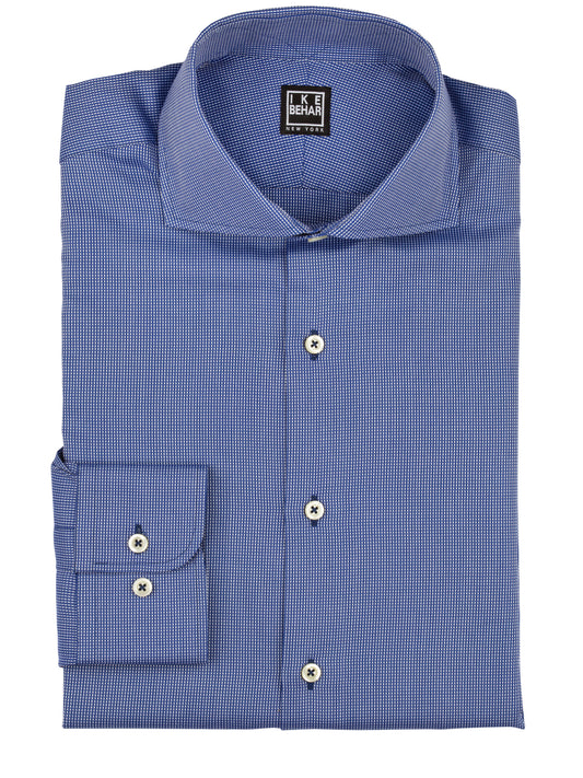 Indigo Blue Panama Texture Weave Dress Shirt