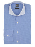Men's blue check-on-check contrast collar dress shirt - Shop stylish high-quality mens shirts by Ike Behar