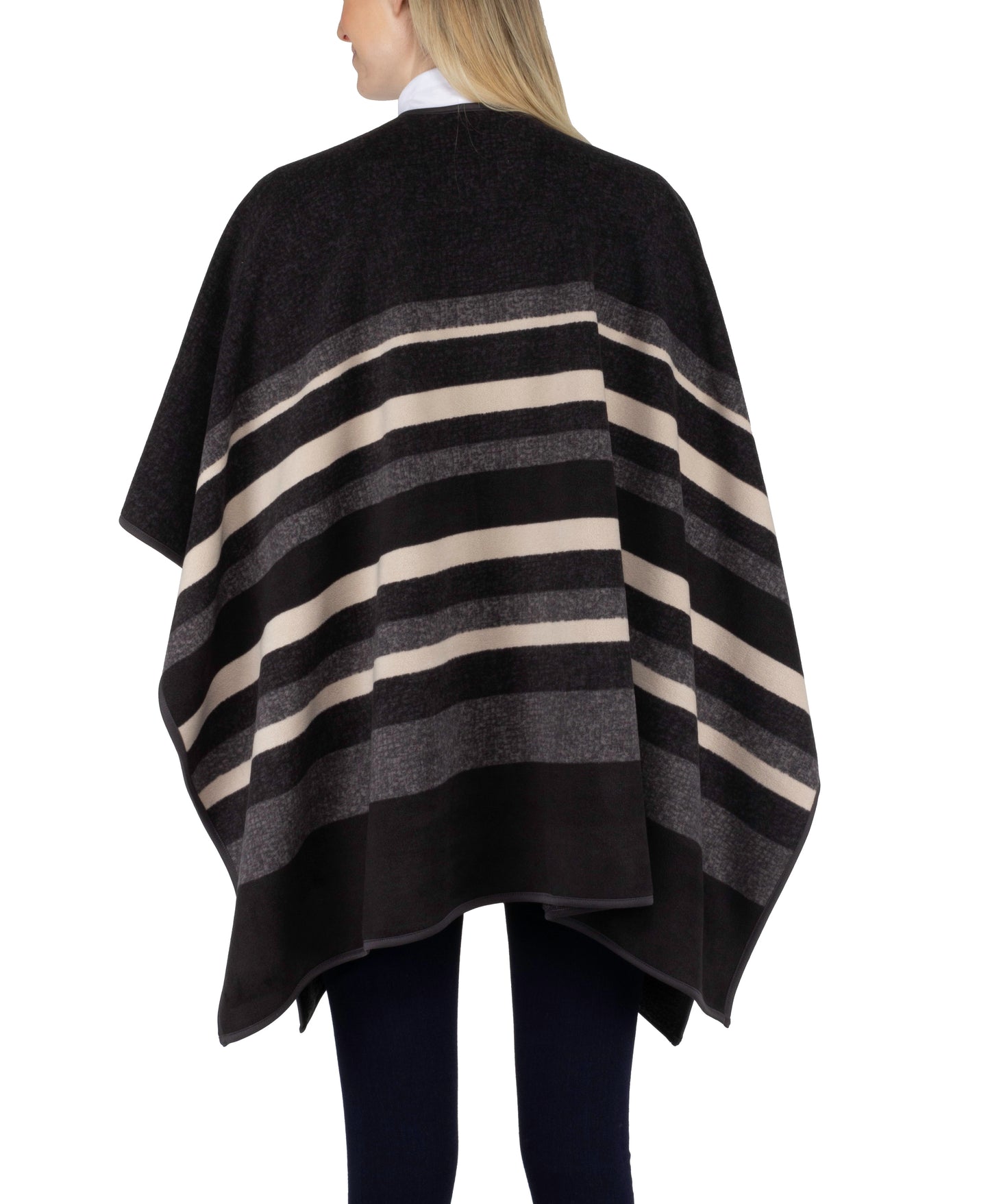 Black with Smoke and Creme Stripe Women's Reversible Fashion Wrap
