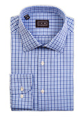 Men's blue on blue multi-check dress shirt made of 100% cotton - Shop stylish high-quality mens shirts by Ike Behar