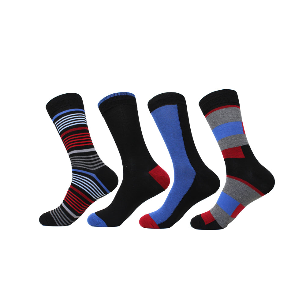 Black, Red, & Blue Patchwork Dress Sock Set – Ike Behar