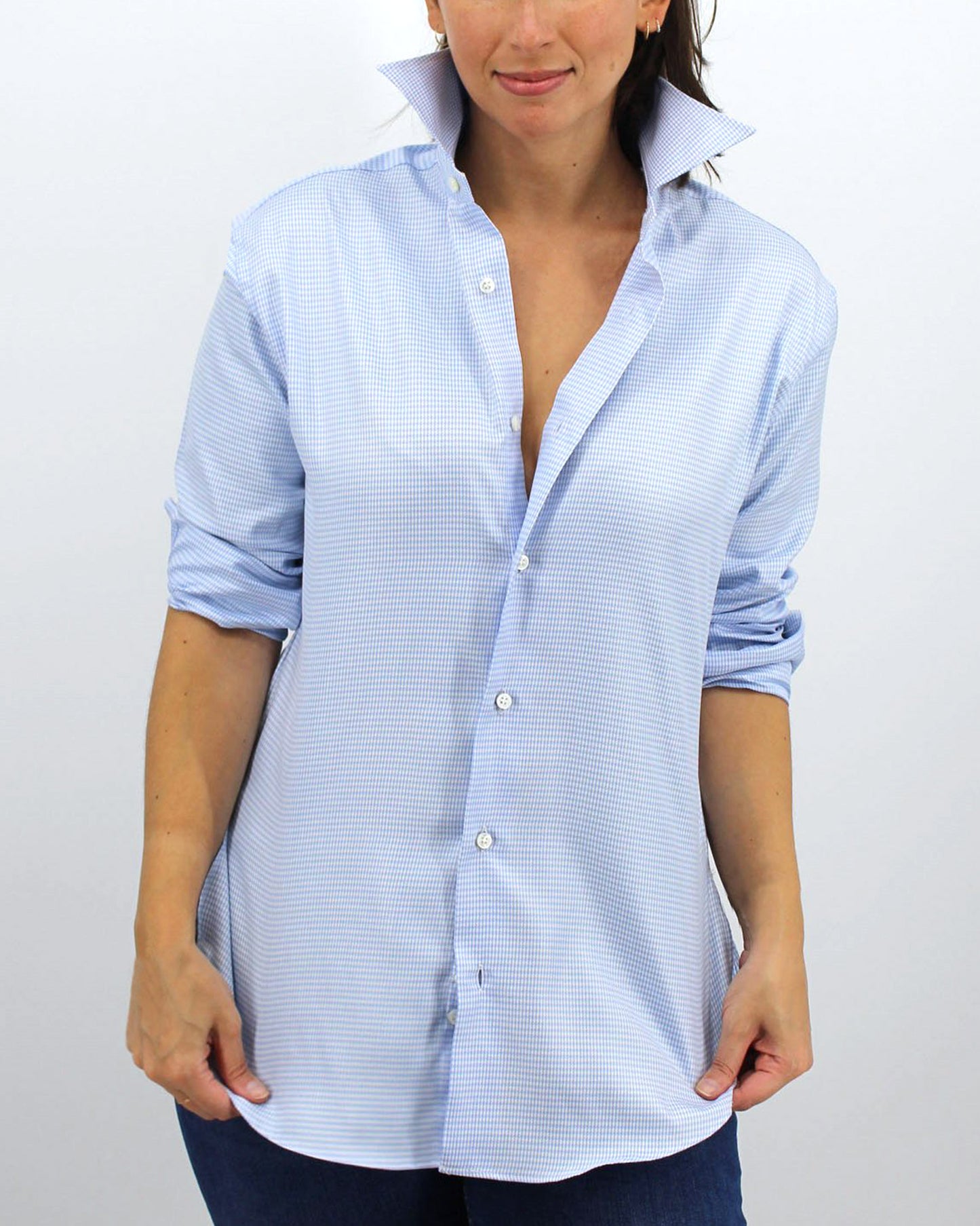 Ladies' Blue Mini-Houndstooth Shirt