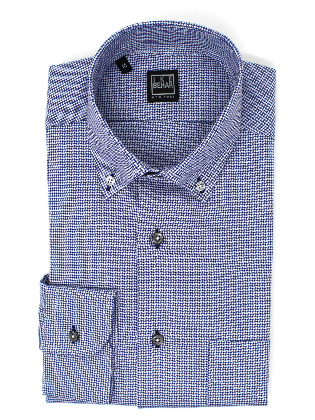 kohl's men's dress shirts Men's Blue Houndstooth Button-Down Sport Shirt – Ike Behar