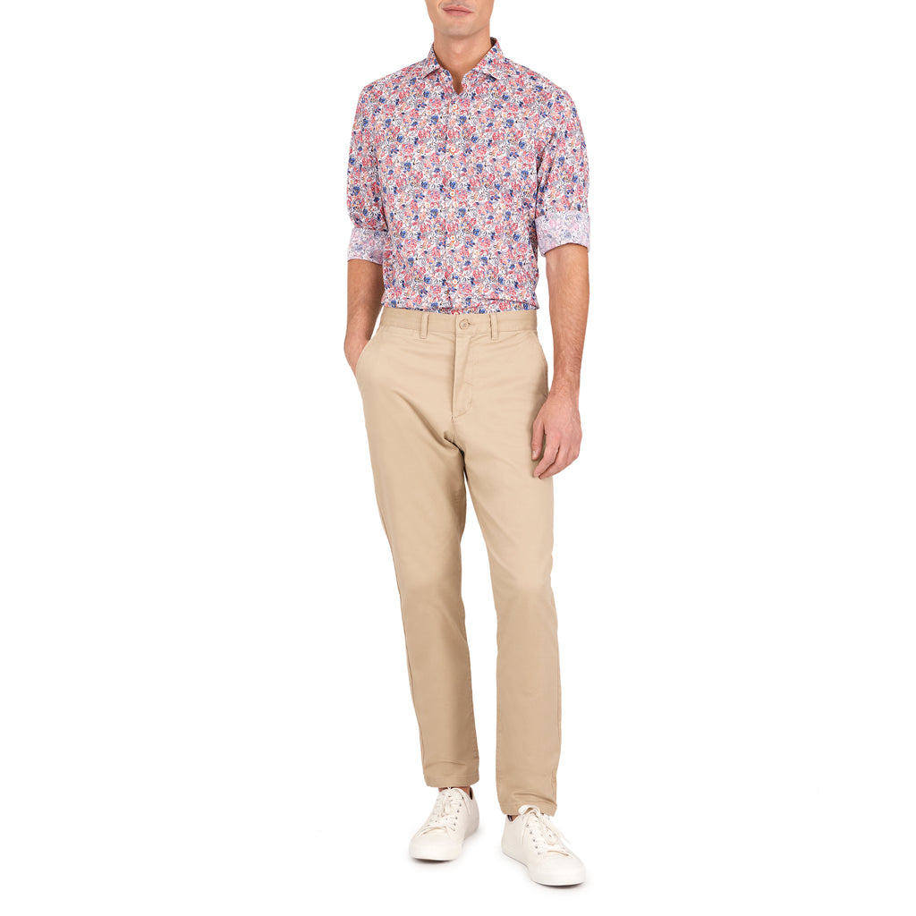 Men's Floral Print long sleeve sport shirt button up 100% cotton with franco collar - Shop stylish high-quality mens sport shirts by Ike Behar.