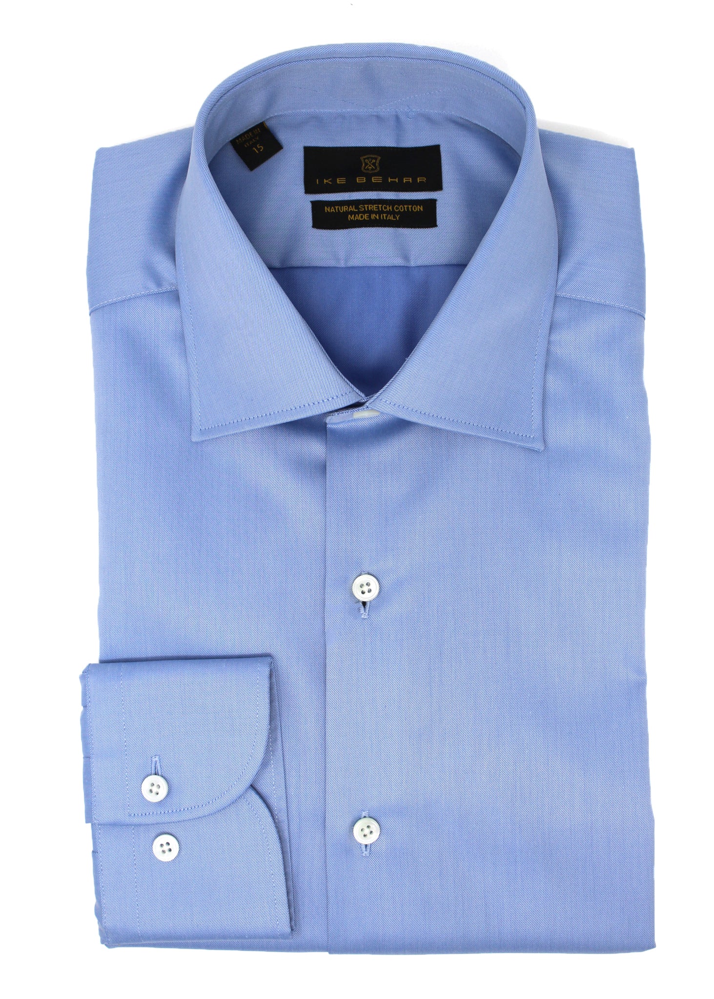 French Blue Twill Natural Stretch Cotton Dress Shirt - 16 French Blue Twill Natural Stretch Cotton Dress Shirt - 16