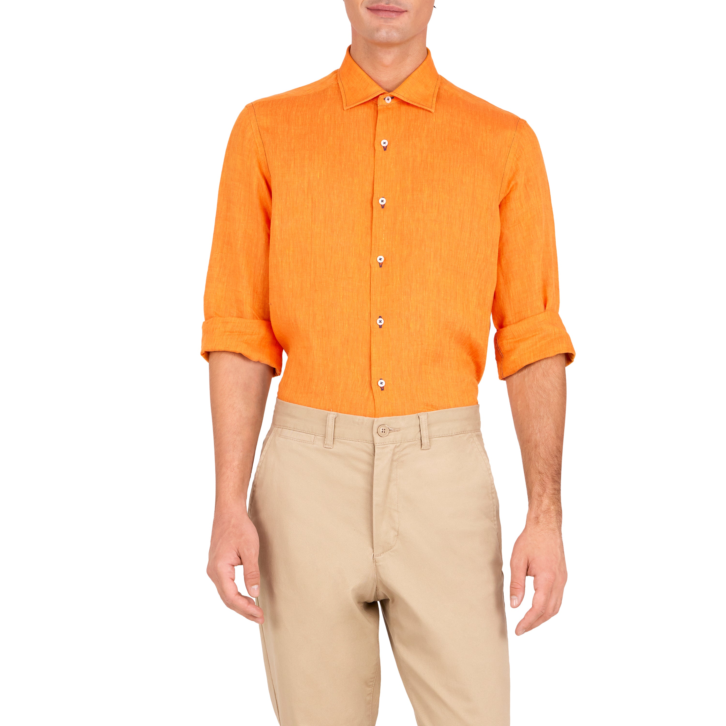 Men's Havana '32 Burnt Orange Linen Sport Shirt Ike Behar Men's Havana '32 Burnt Orange Linen Sport Shirt Ike Behar