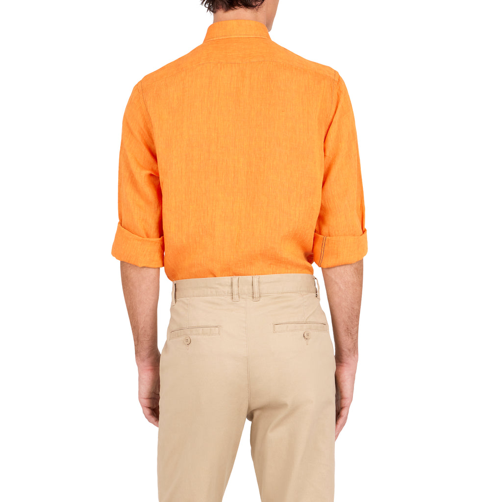 Men's Havana '32 Burnt Orange Linen Sport Shirt. Shop stylish high-quality mens sport shirts by Ike Behar.