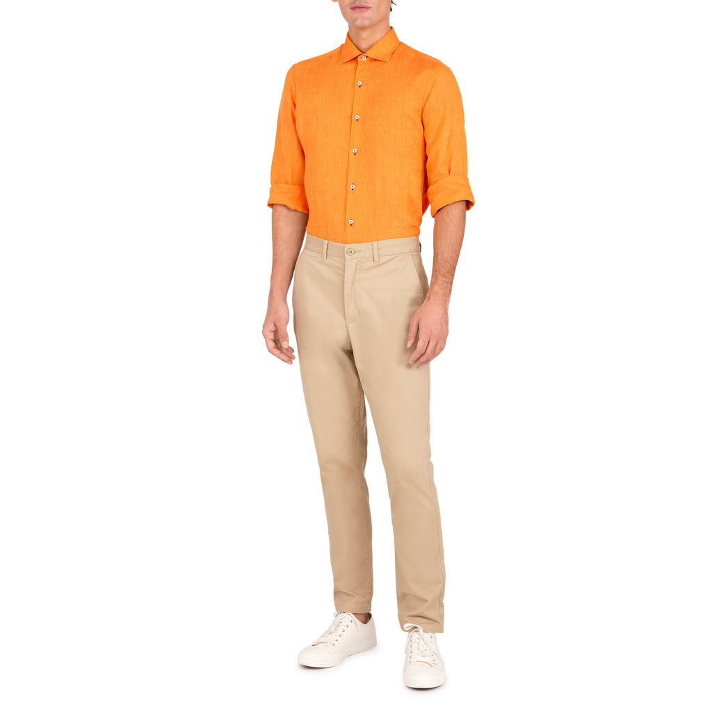 Men's Havana '32 Burnt Orange Linen Sport Shirt – Ike Behar Men's Havana '32 Burnt Orange Linen Sport Shirt – Ike Behar