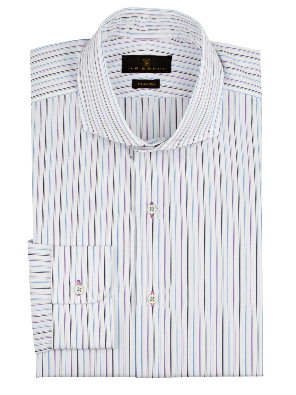 Men's multi-stripe dress shirt. Shop stylish high-quality mens dress shirts by Ike Behar.
