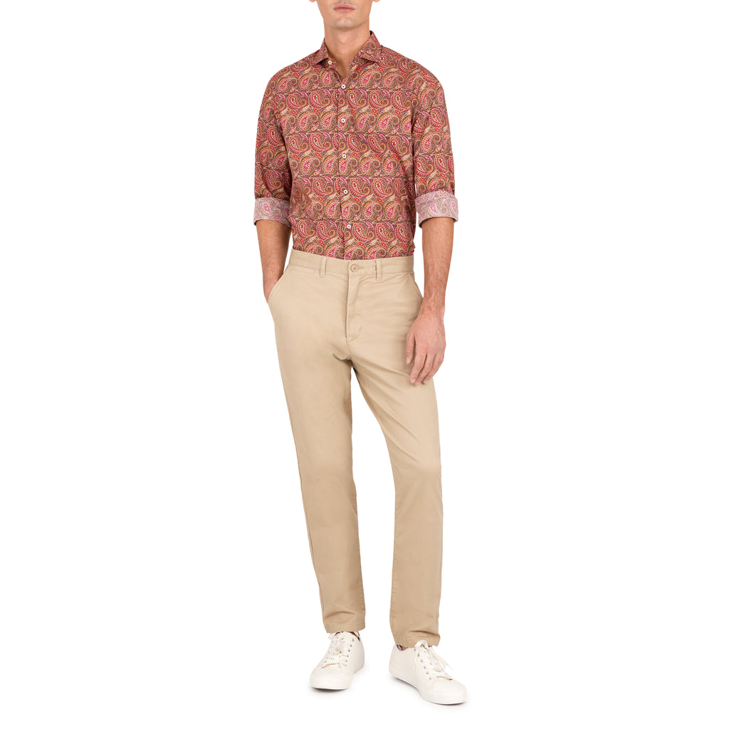 Men's Paisley Print long sleeve sport shirt 100% cotton with franco collar. Shop stylish high-quality mens sport shirts by Ike Behar.