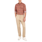 Men's Paisley Print long sleeve sport shirt 100% cotton with franco collar. Shop stylish high-quality mens sport shirts by Ike Behar.