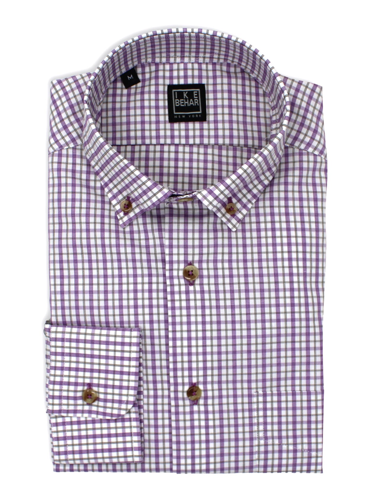 Purple & White Check Button-Down Sport Shirt S