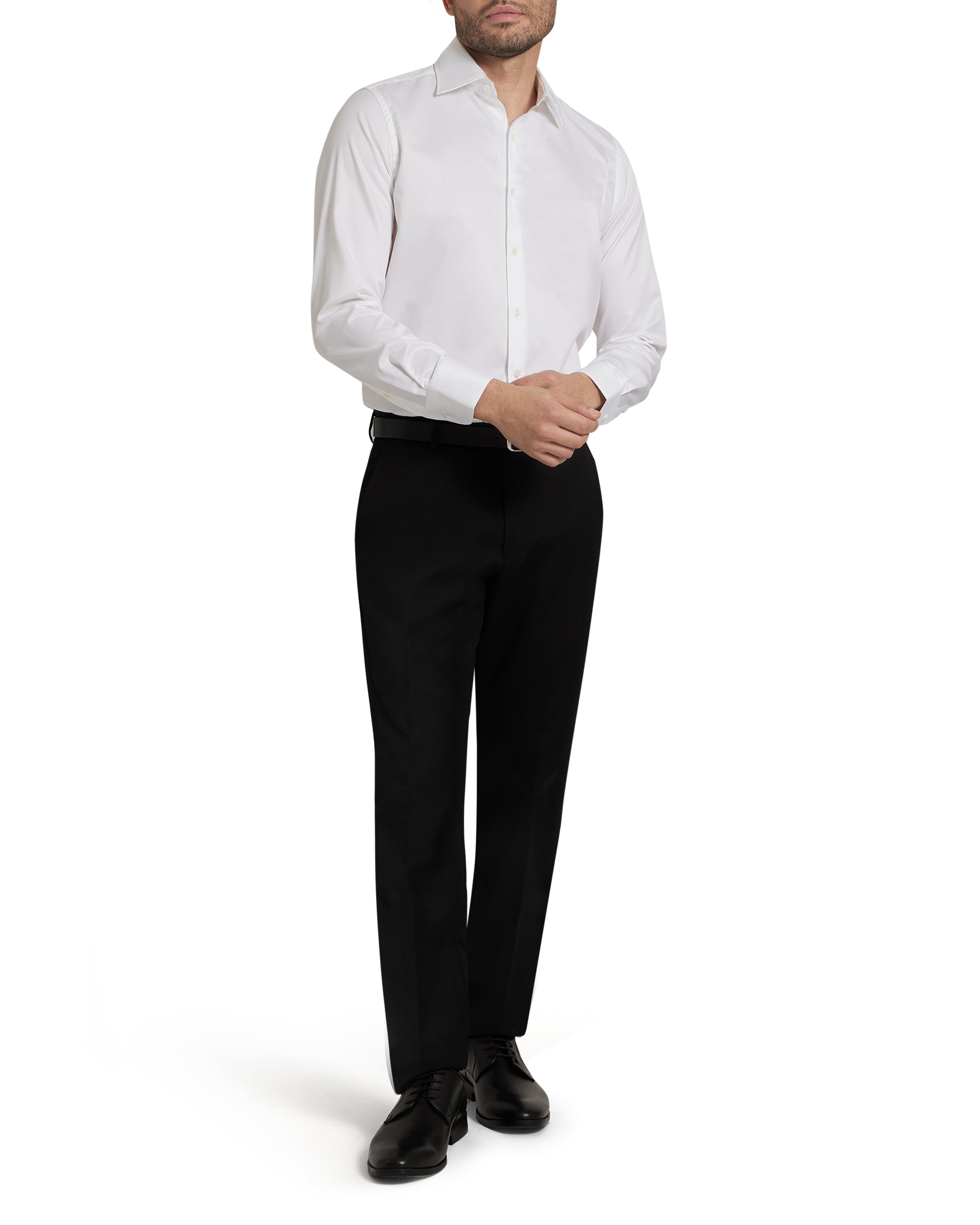 Men's White French Cuff Dress Shirt Stretch Cotton, 15.5 Men's White French Cuff Dress Shirt Stretch Cotton, 15.5