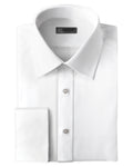 Men's white tuxedo shirt made of 100% cotton twill with spread collar . Shop stylish high-quality mens tuxedo shirts by Ike Behar.