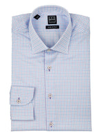 Men's white with blue pink check dress shirt - Shop stylish high-quality mens shirts by Ike Behar