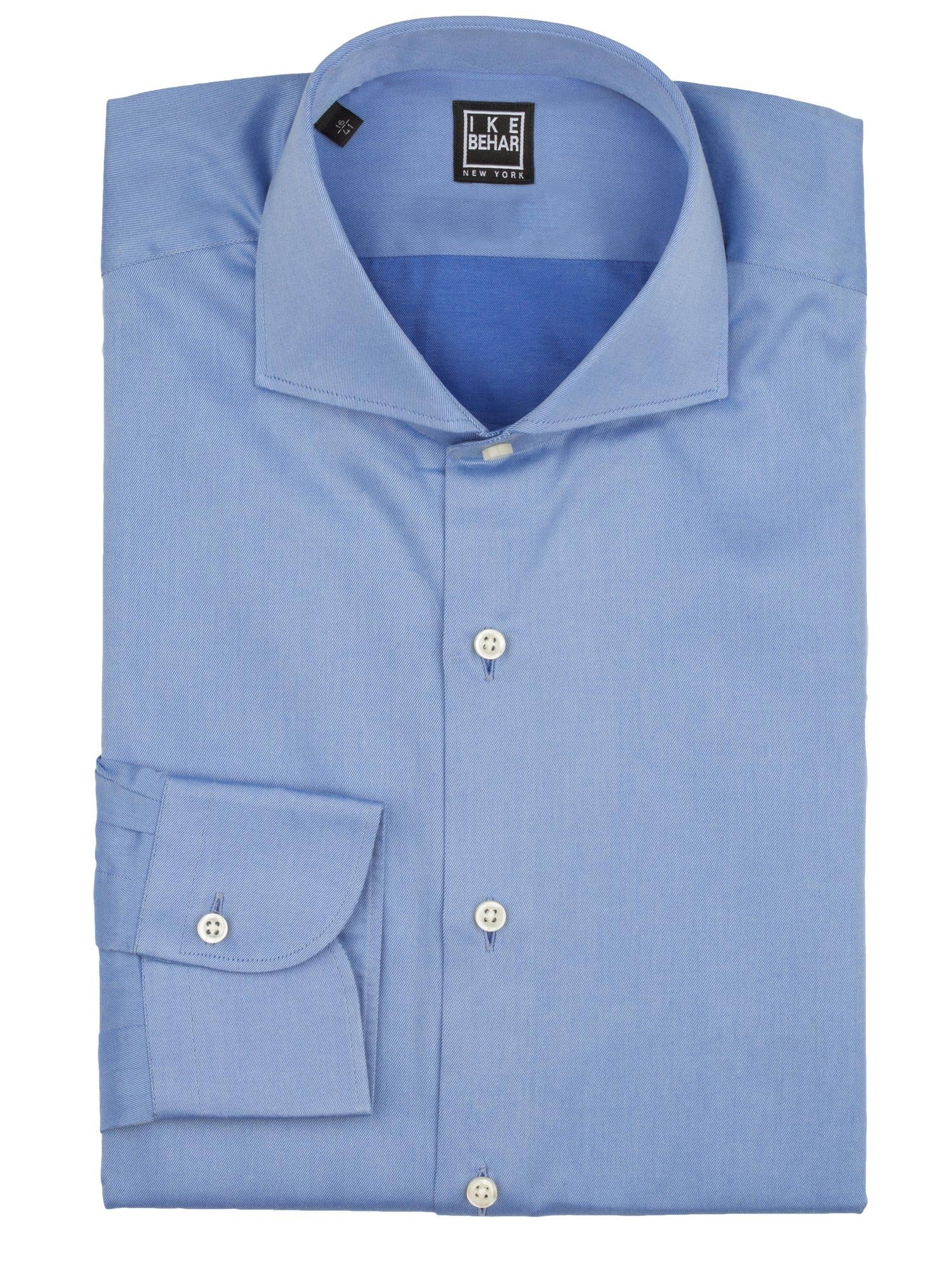 Spread Collar Blue Italian Twill Dress Shirt 32/33 / 16