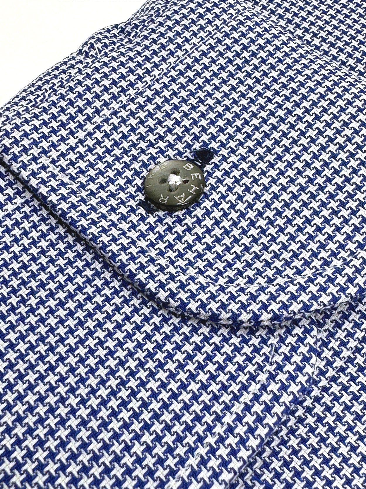 Blue Houndstooth Button-Down Sport Shirt