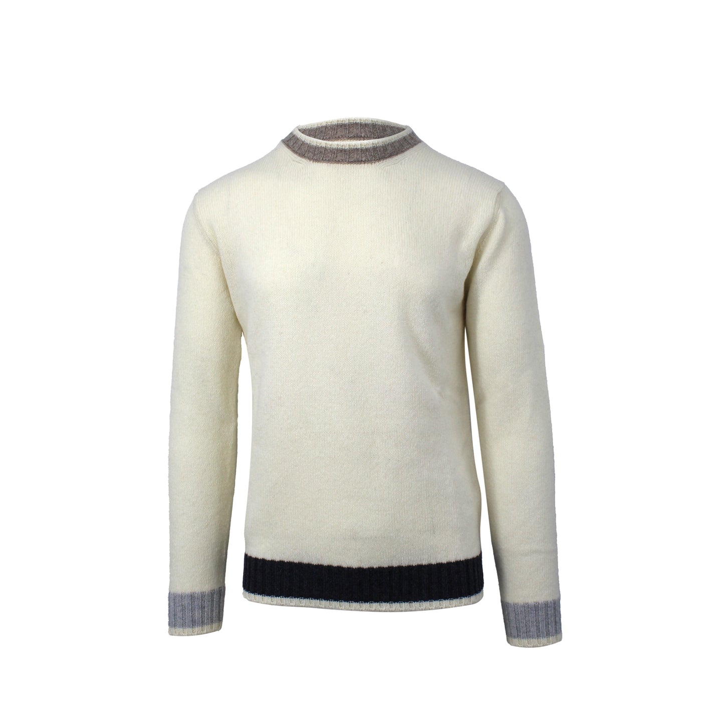 Creme Crewneck Sweater with Contrast Accents