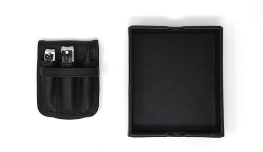 Travel Leather Grooming Set with Valet