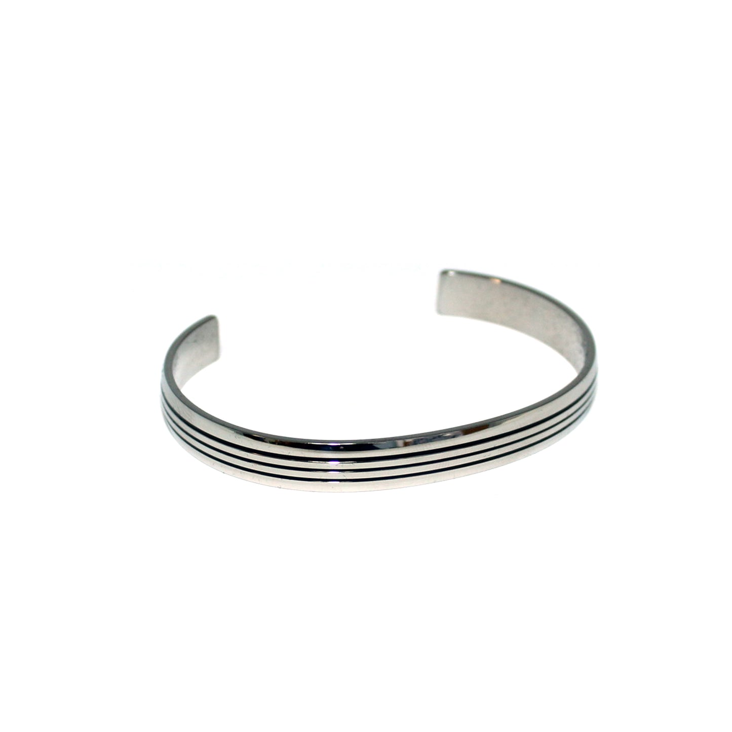 Lined Silver Cuff Bracelet