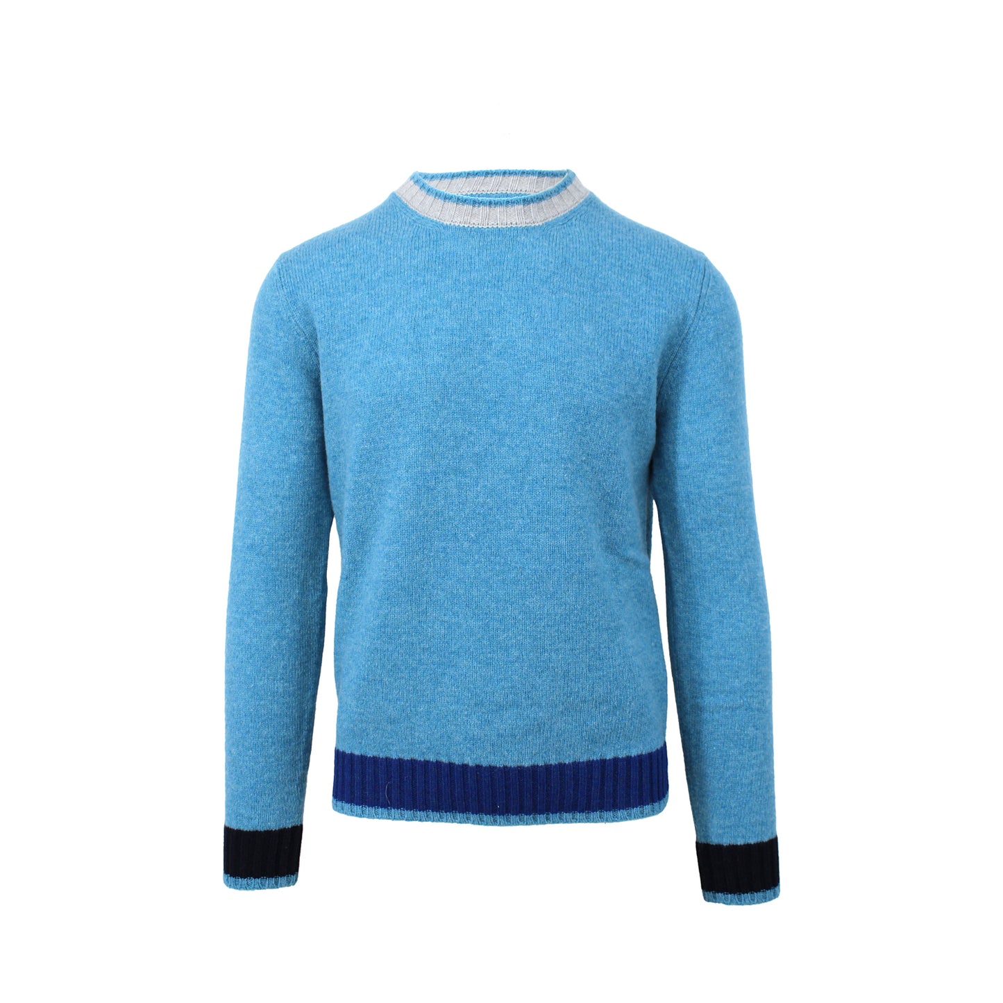 Teal Crewneck Sweater with Contrast Accents