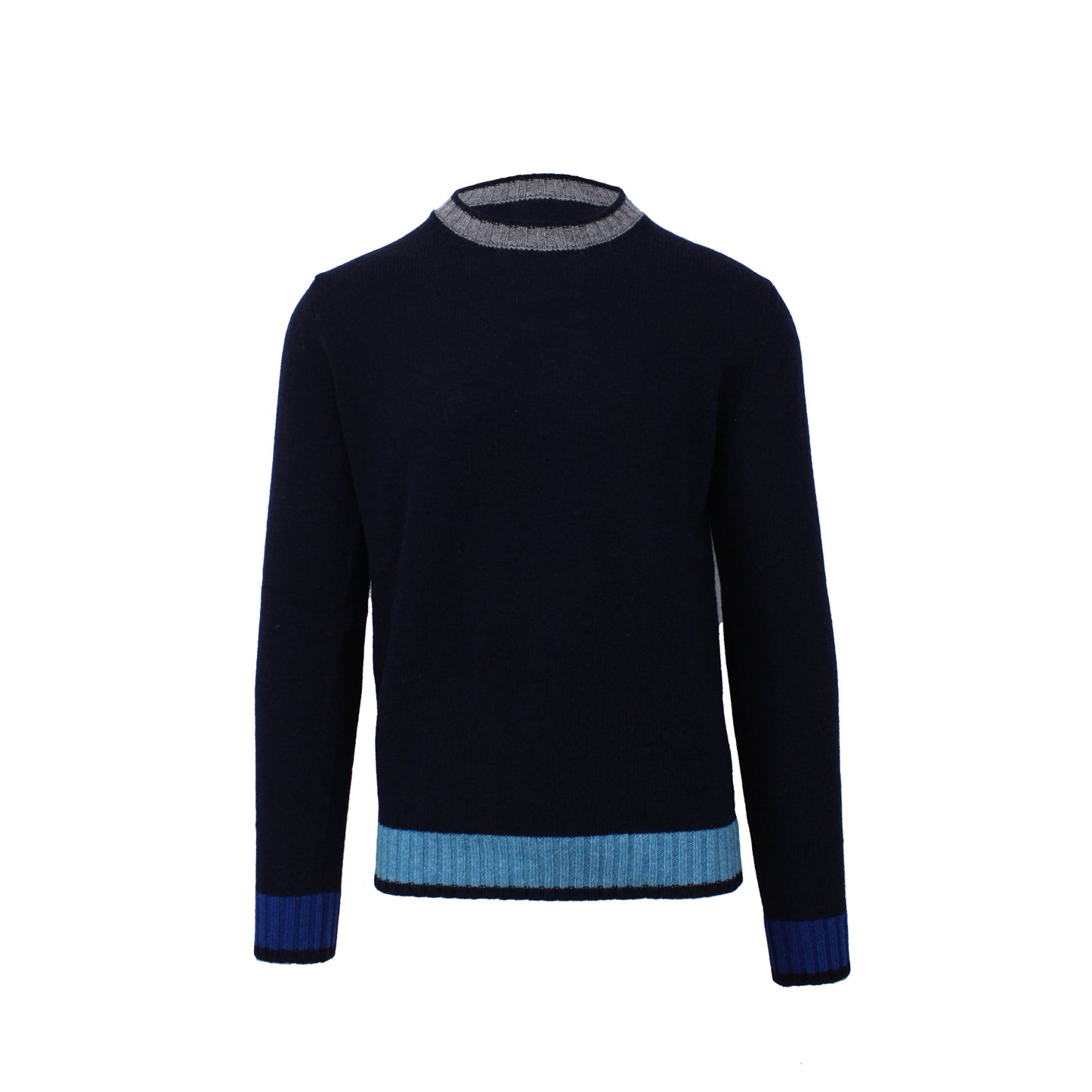 Navy Crewneck Sweater with Contrast Accents