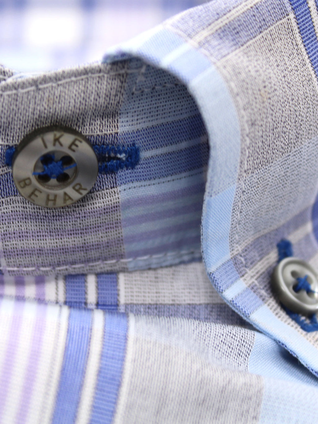 Navy & Purple Plaid Button-Down Sport Shirt