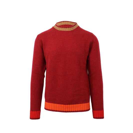 Red Crewneck Sweater with Contrast Accents