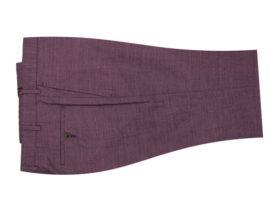 Eggplant Flat Front Textured Weave Dress Pants