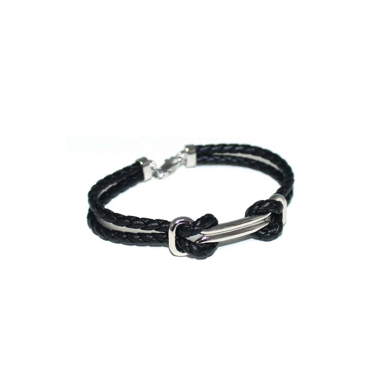 Black Rope w/ SIlver Cuff Bracelet